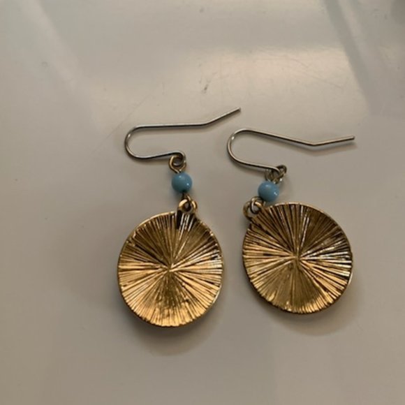 Gold Tone Circular dangle earrings - Picture 3 of 5